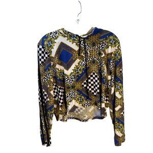 New Look XL Hooded Long Sleeve Top With Geometric & Baroque Print Multicolor